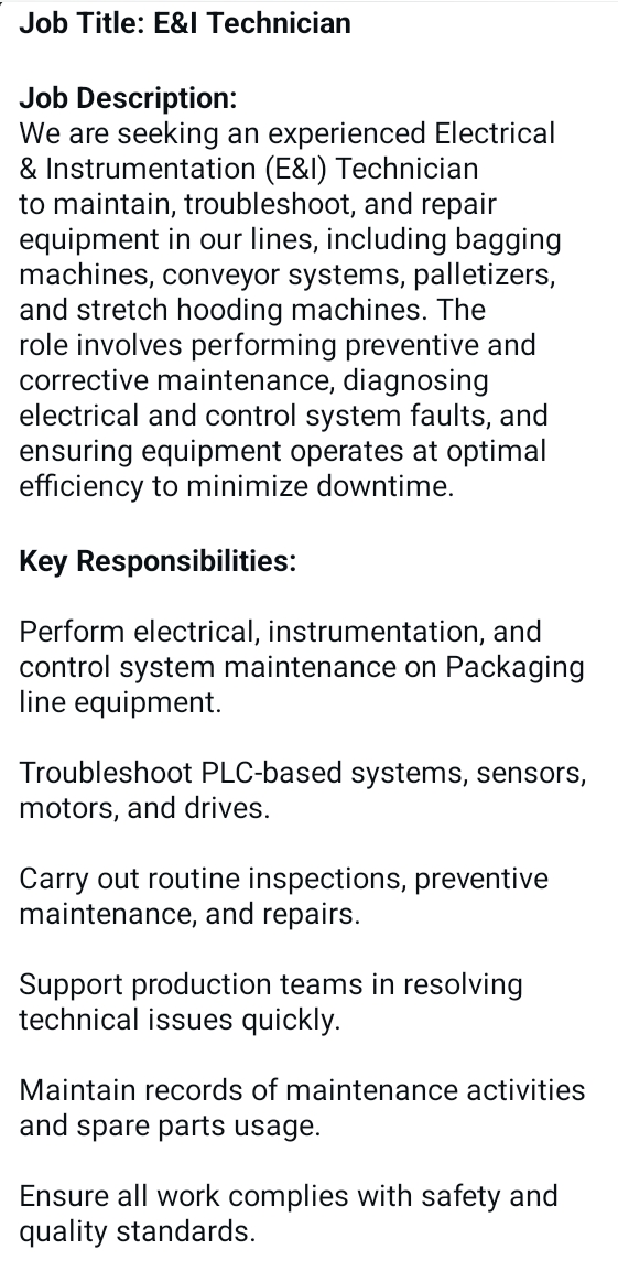 Electrical and instrument technicians