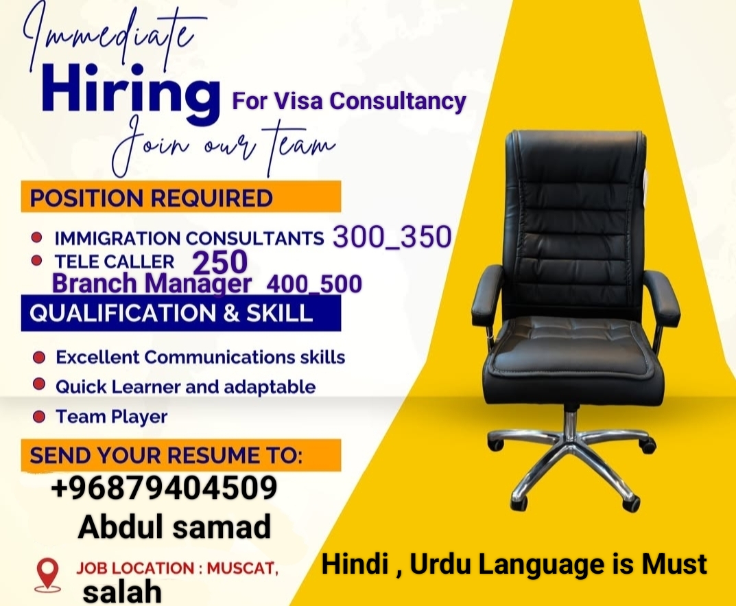Staff required for visa consultancy office 