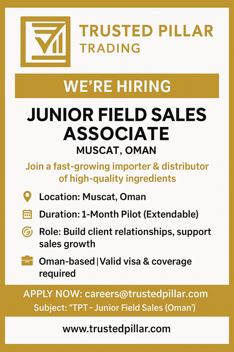Junior Field Sales Associate (Muscat, Oman)