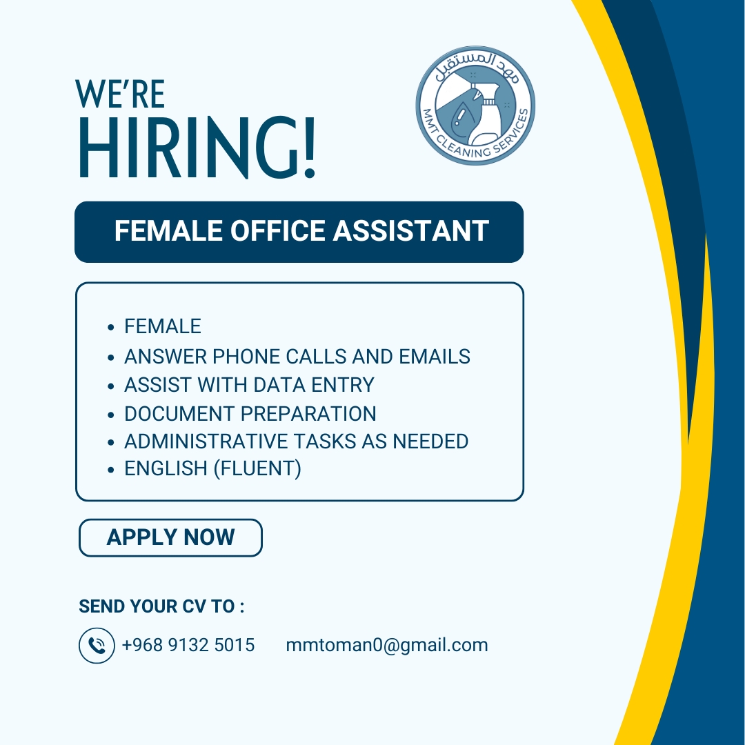 We are Hiring Office Female Assistant