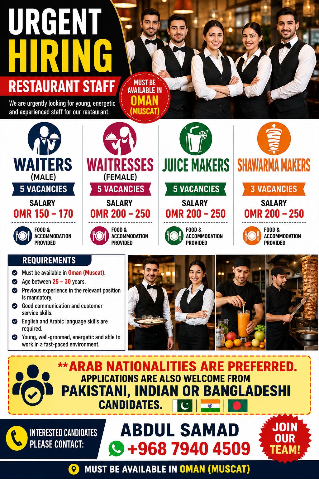 Hiring Restaurant staff