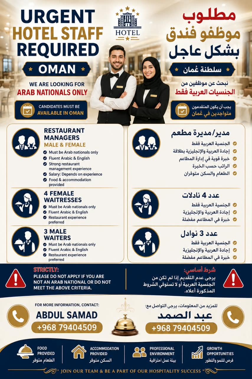 Hotel staff required 
