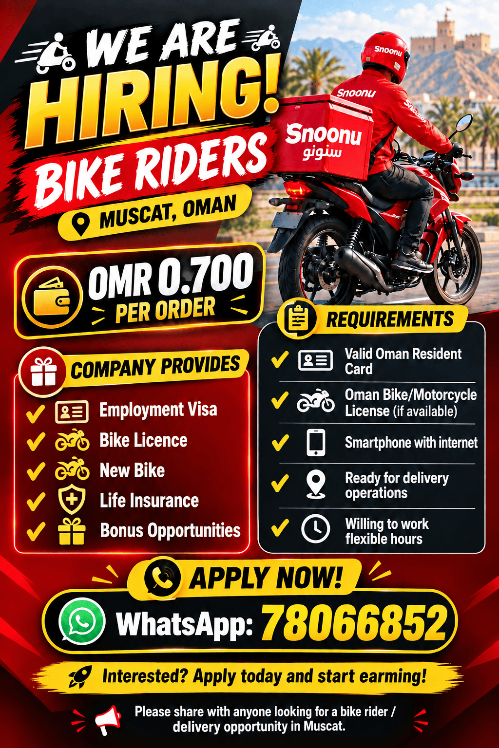 Snoonu - Bike Riders &ndash; Muscat, Oman